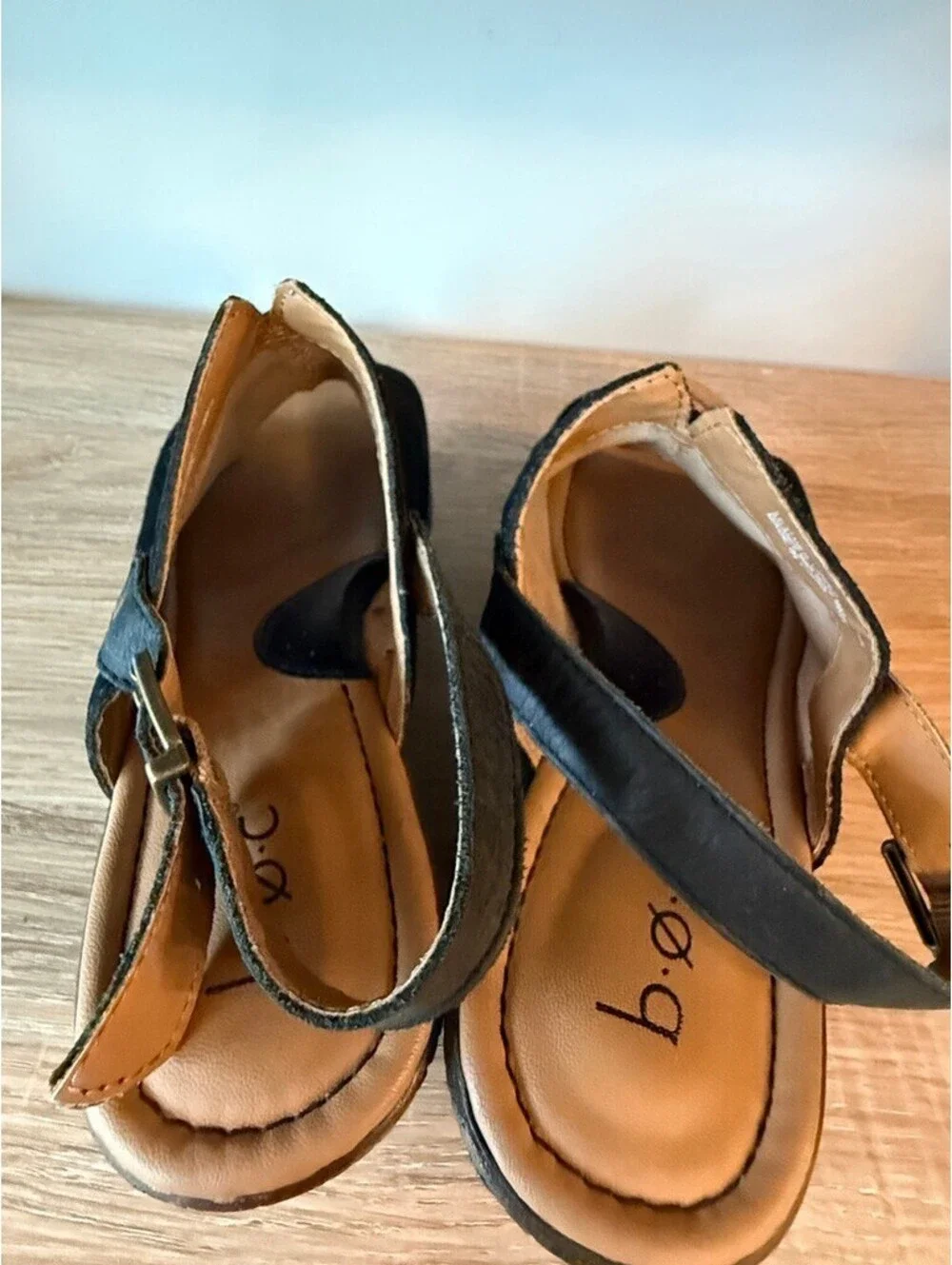 b.o.c. Born Black Suede Platform Wedge Sandals Y2K Boho Slingback Size 8M